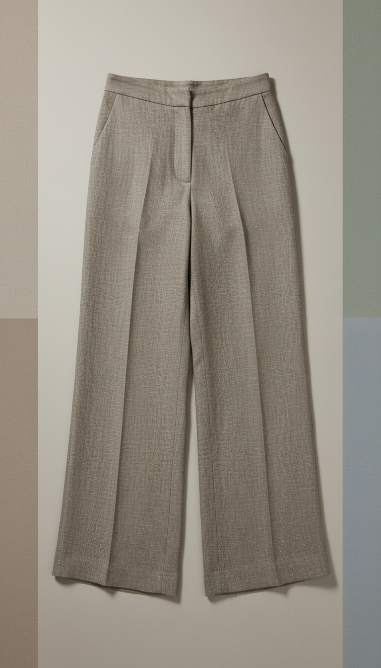 Taupe Linen Wide-Leg Trousers Women’s