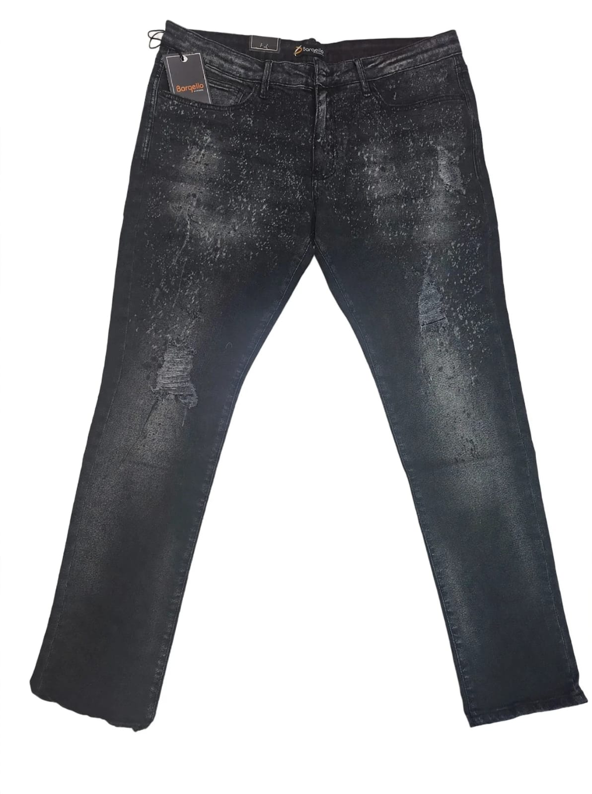 Bargello Black Splatter Wash Ripped Jeans