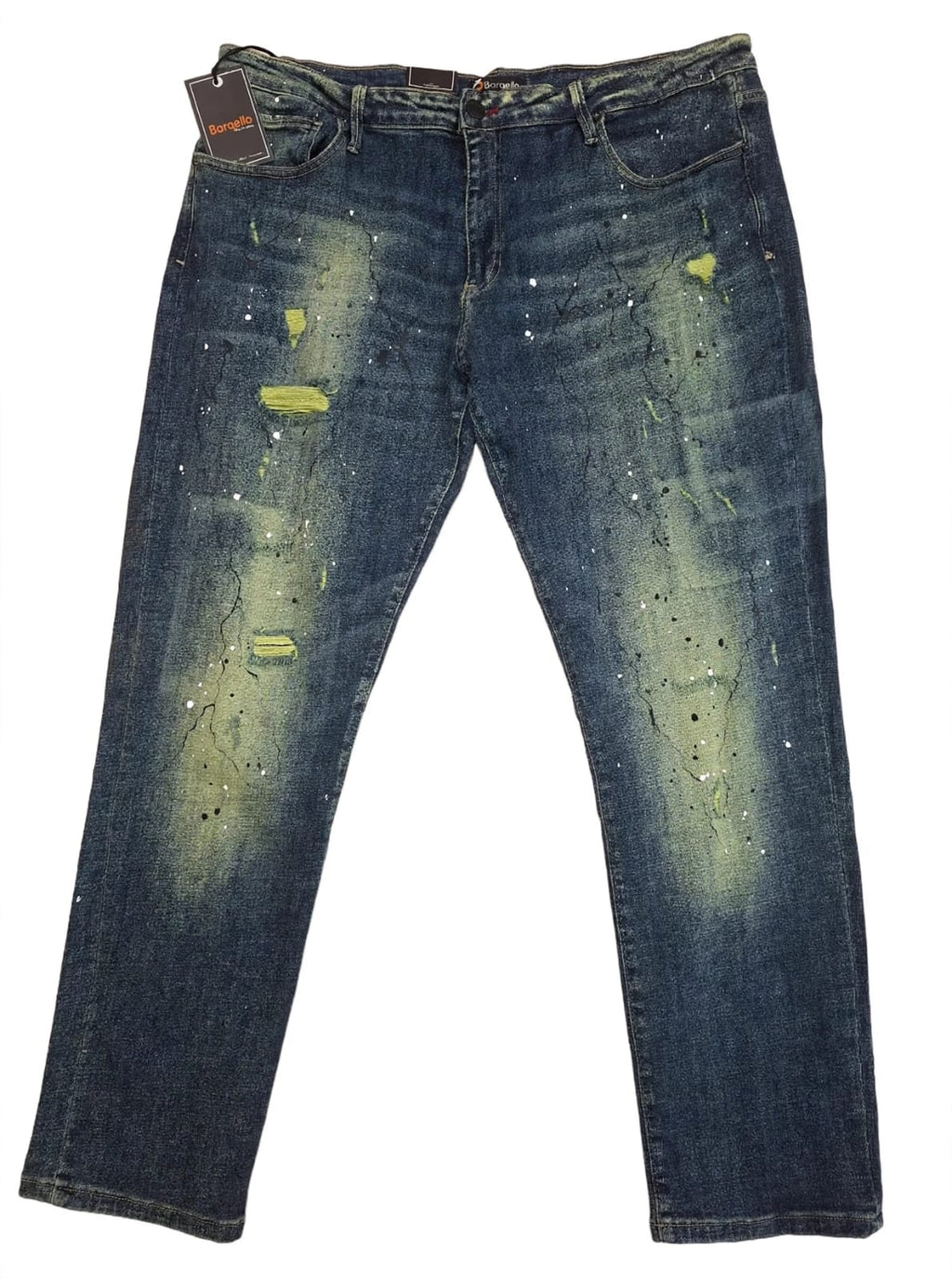 Bargello Men's Artistic Distressed Jeans - Dark Vintage Wash