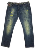 Bargello Men's Artistic Distressed Jeans - Dark Vintage Wash