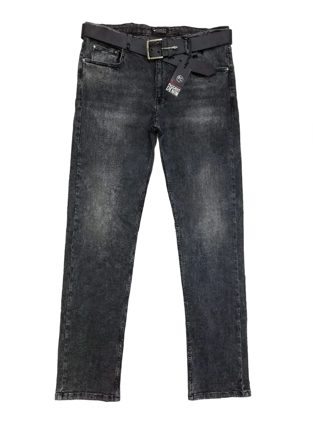 Facchino Men's Washed black Jeans with Belt - Premium Denim