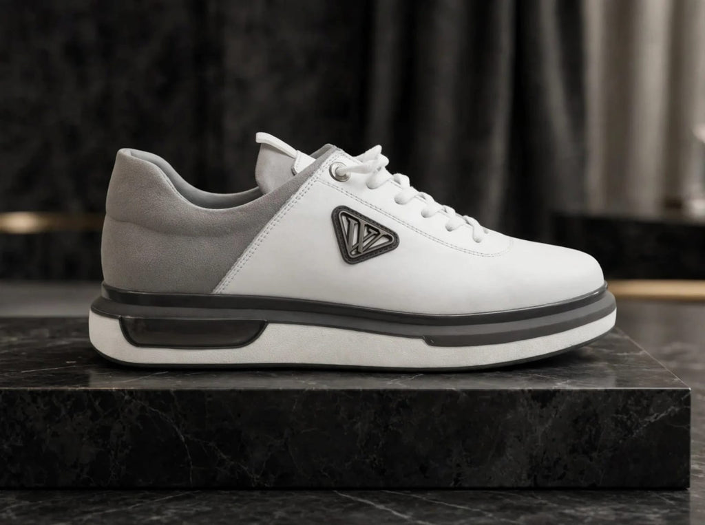 Voyager Luxe Triangle Sneaker - White/ Slate Grey