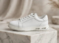 Voyager Luxe Low-Top Sneaker - White/ Silver Trim Classic