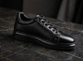 Premium Genuine Leather Smart Casual Sneaker - Triple Black