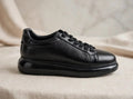 Premium Black Pebbled Leather Sneaker - Glossy Bubble Sole