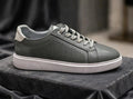 Miwano Pefofrated Leather Sneaker - Stone lGrey/White