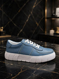 Lamazzi Genuine Leather Casual Sneaker- Blue
