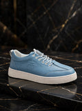Lamazzi Sky-Blue Low-Top Leather Sneakers
