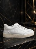 Lamazzi All-White Low-Top Leather Sneakers