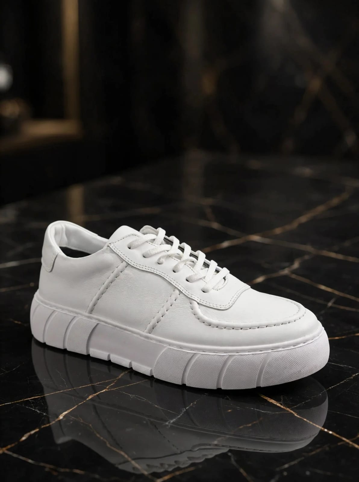 Lamazzi Genuine Leather Casual Sneaker- White