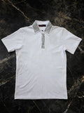 Luxury Rhinestone Polo Shirt - White