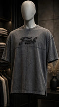 fresh embroidered Oversized T-Shirt Vintage Grey
