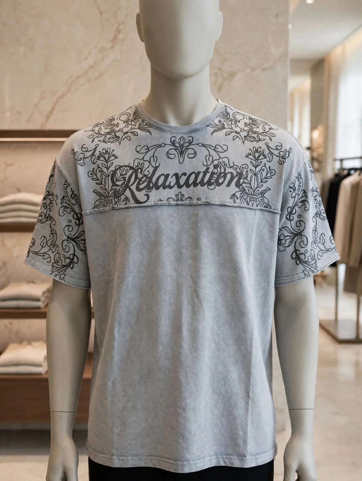 Light Washed ''Relaxation'' Graphic T-Shirt