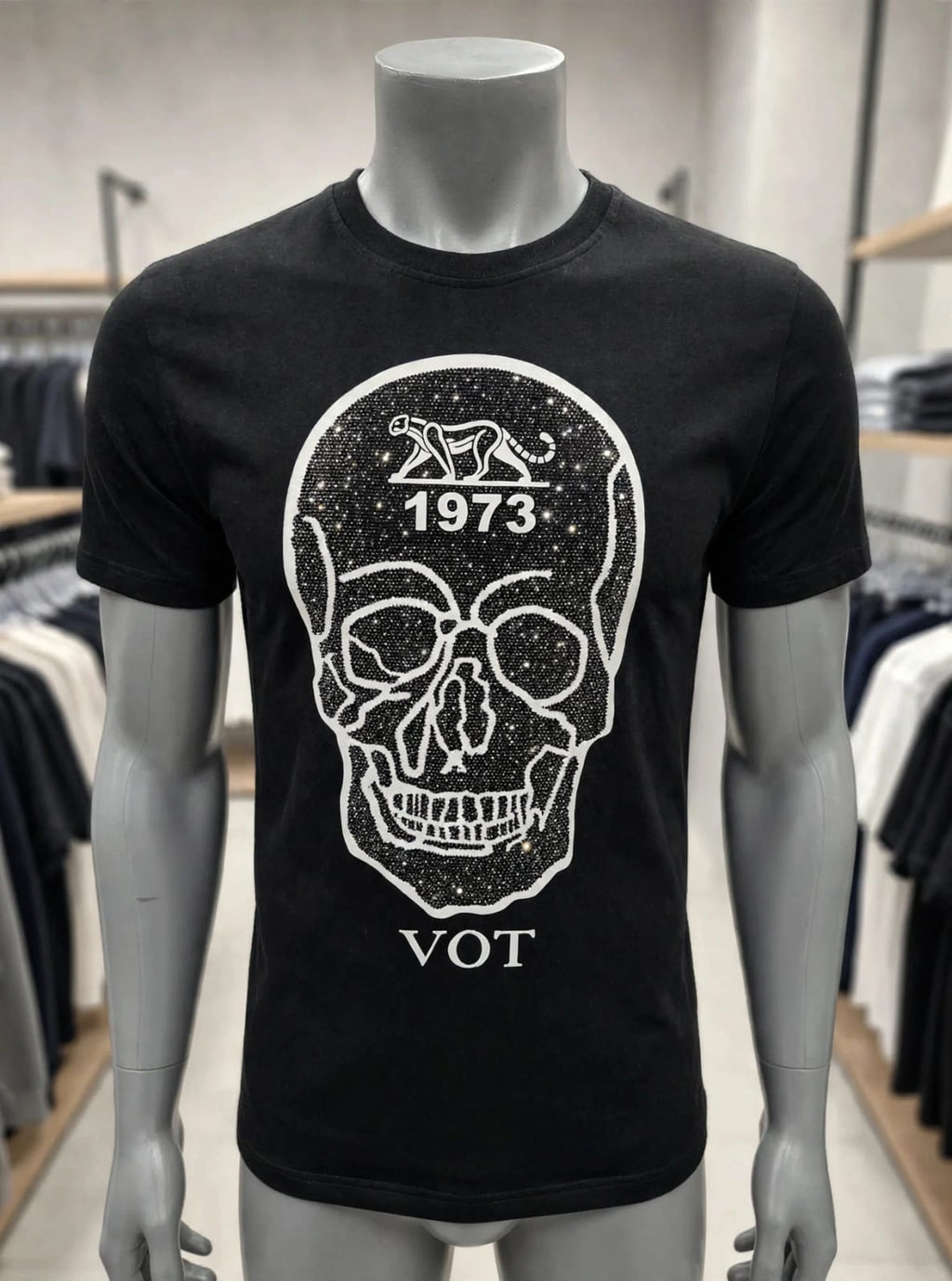 VOT Rhinestone Skull T-Shirt - Black