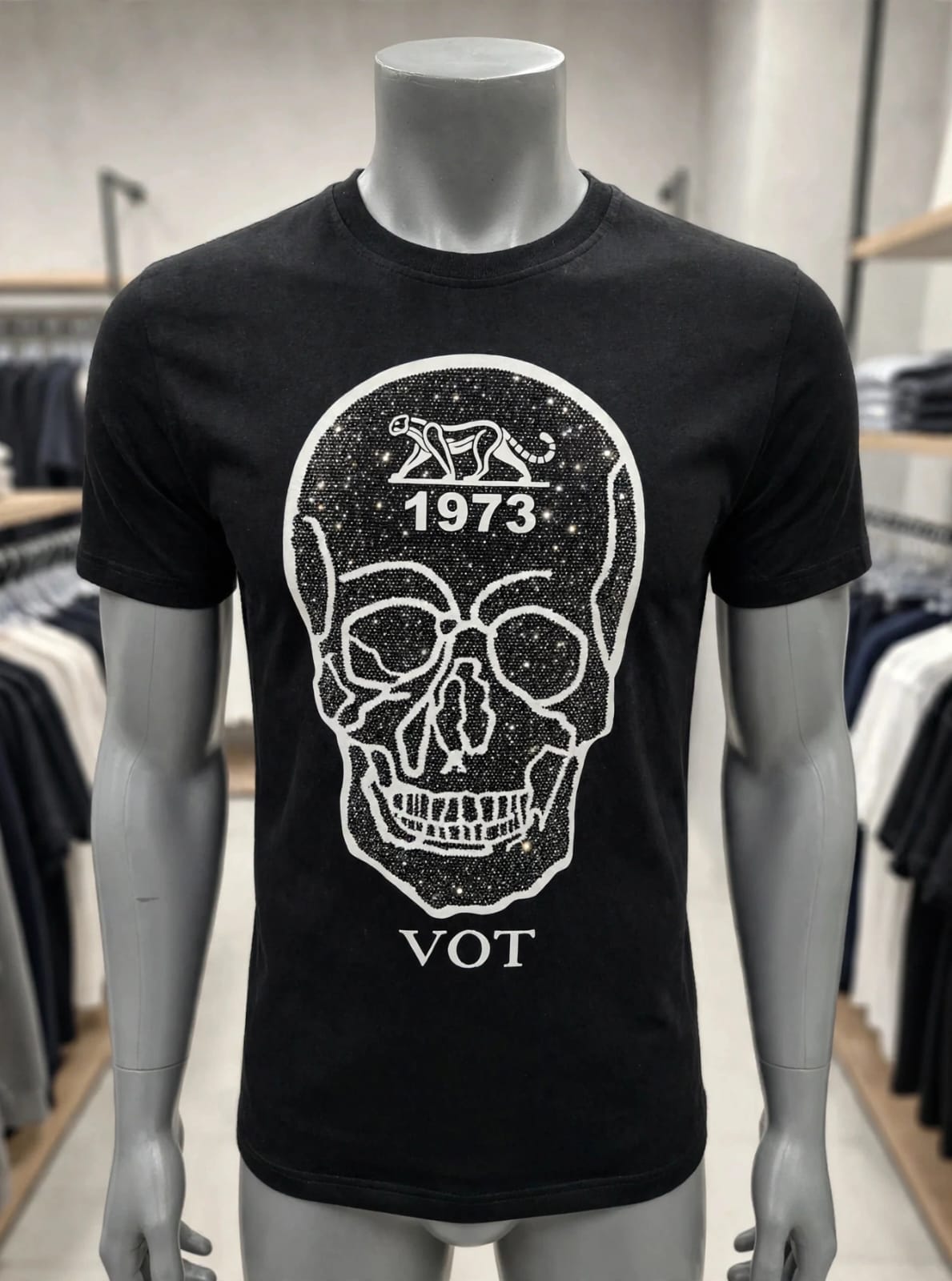 VOT Rhinestone Skull T-Shirt - Black