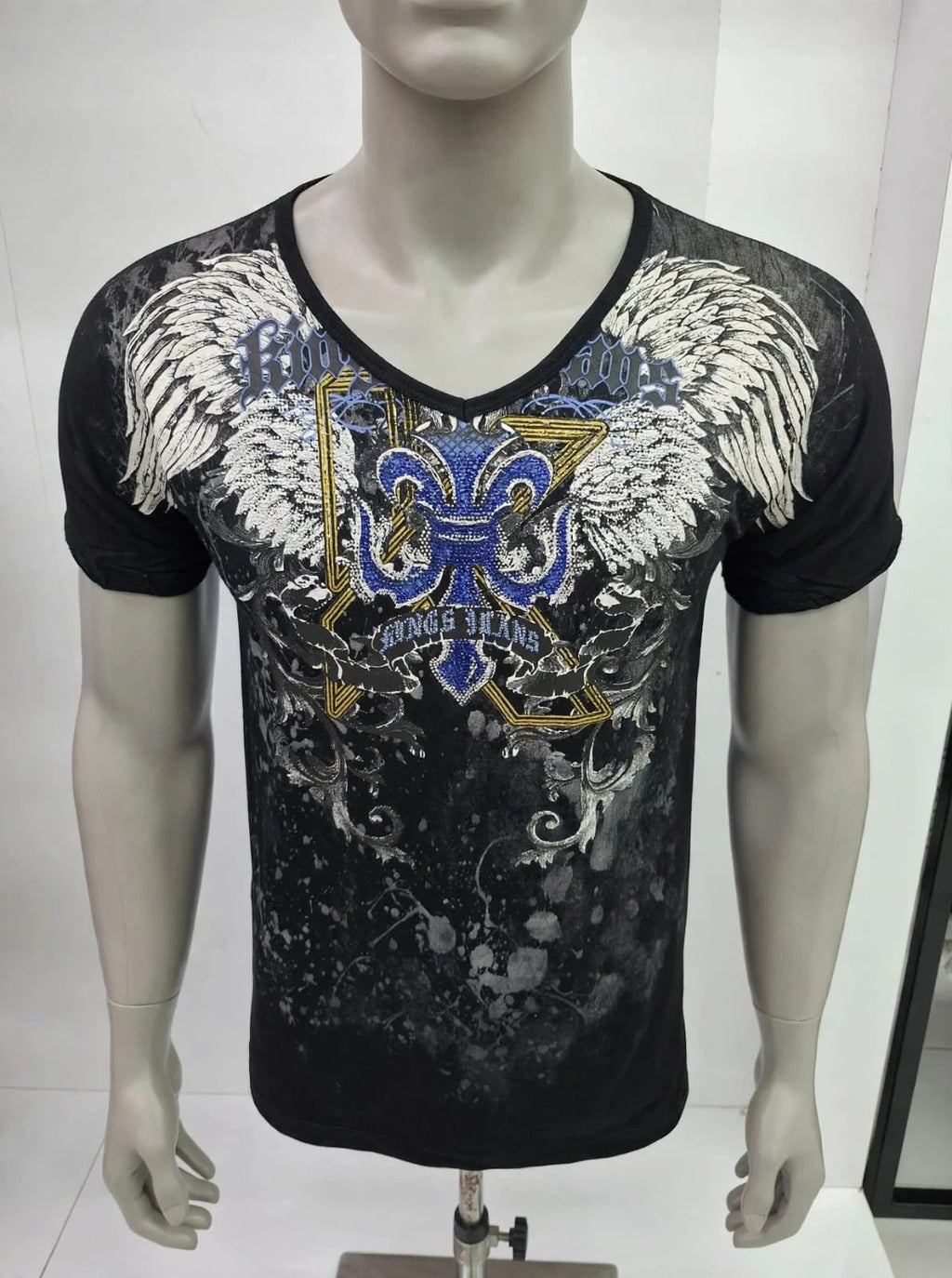 Men's V- Neck Graphic Tee - Kings Jeans Wings