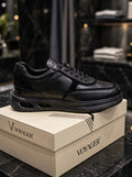 Voyager Premium Genuine Leather Comfort Sneaker - Black