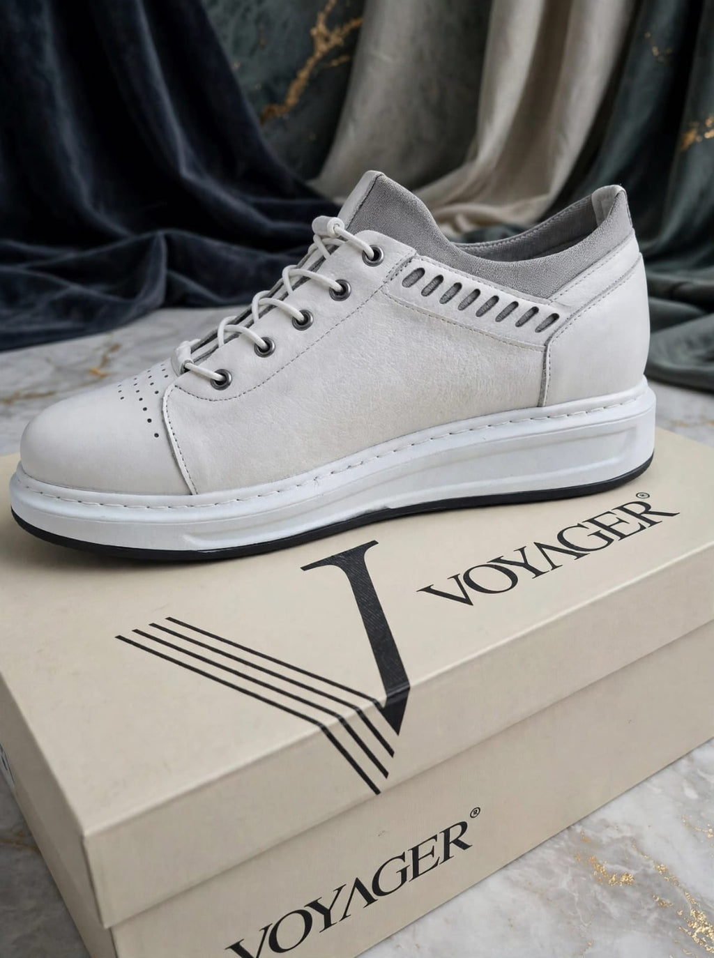 Voyager V-Classic White  Genuine Leather Comfort Sneaker