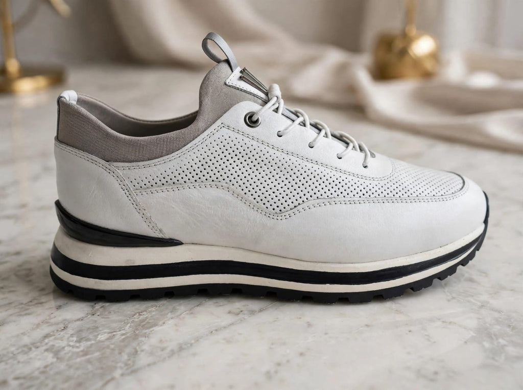 Voyager White Perforated Leather Sneaker - Premium Casual