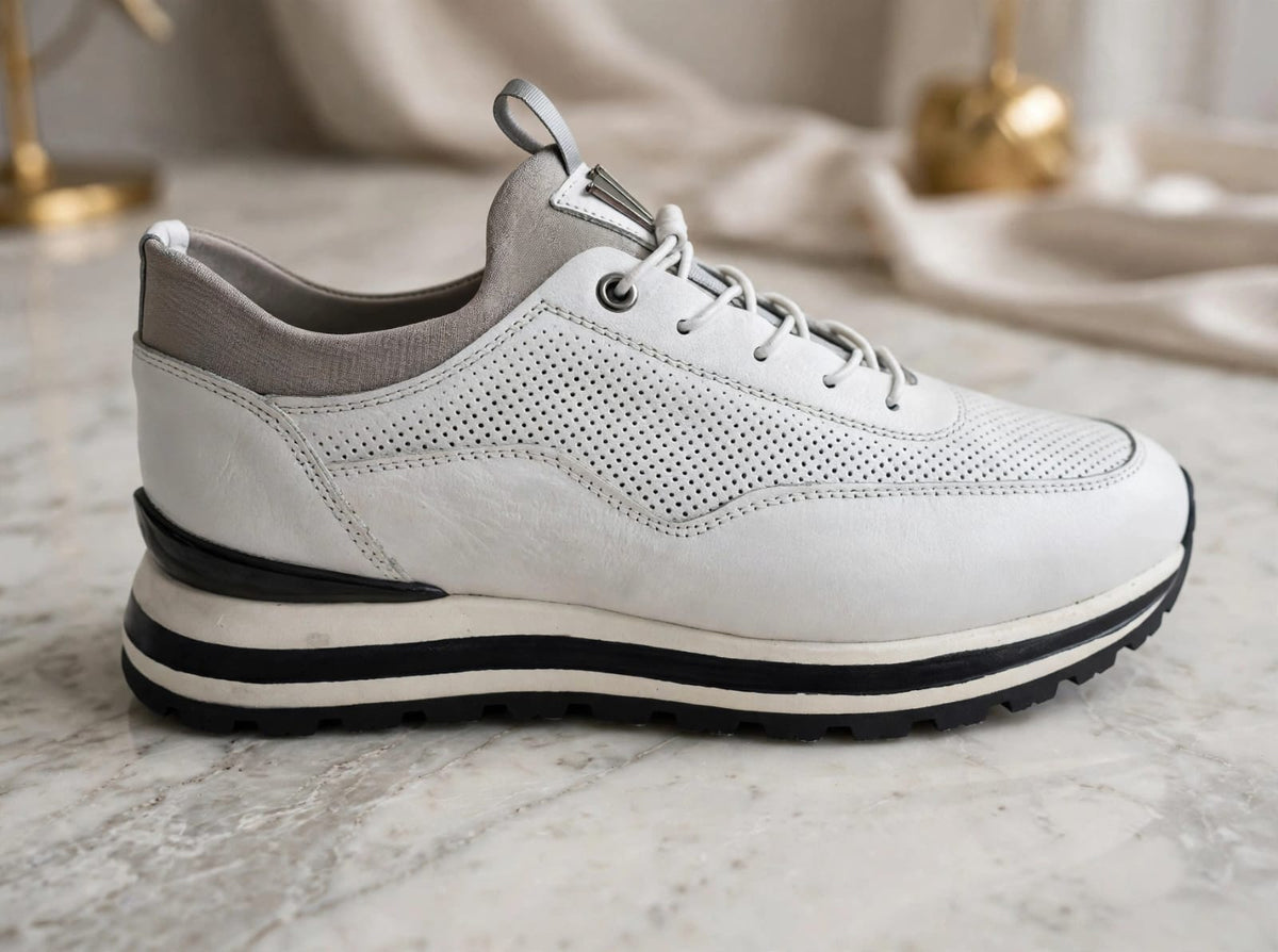 Voyager White Perforated Leather Sneaker - Premium Casual
