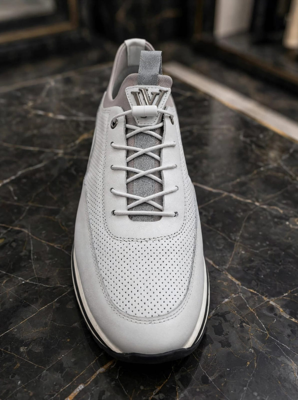 Voyager White Perforated Leather Sneaker - Premium Casual