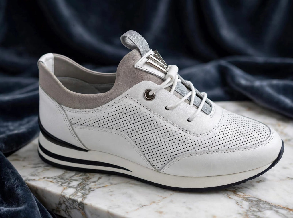 Voyager White Perforated Leather Sneaker - Premium Casual