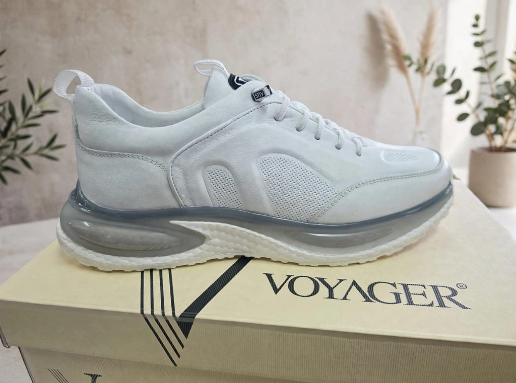 VOYAGA White Comfort Runner - Premium Leather Sneaker