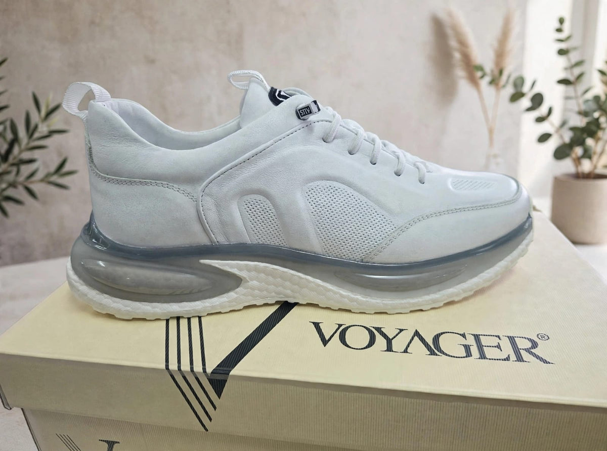VOYAGA White Comfort Runner - Premium Leather Sneaker