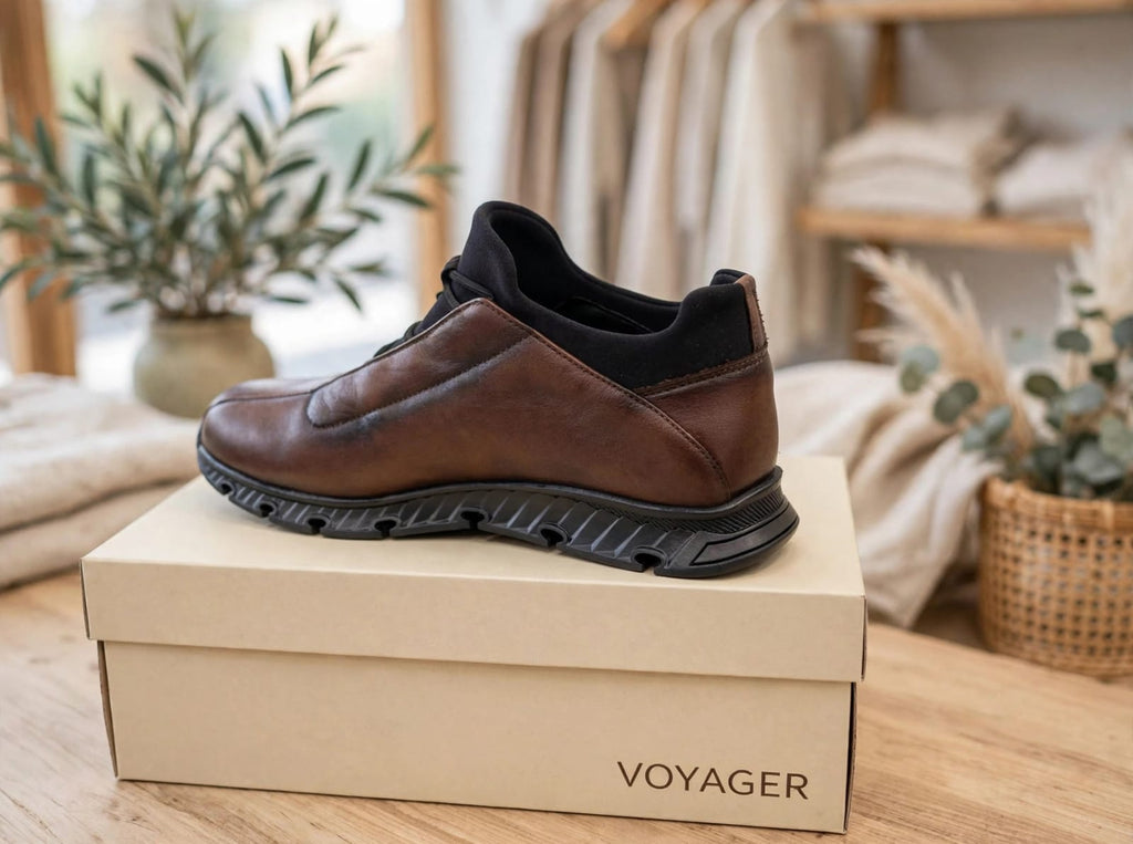VOYAGER Men's Comfort Leather Sneaker - Brown