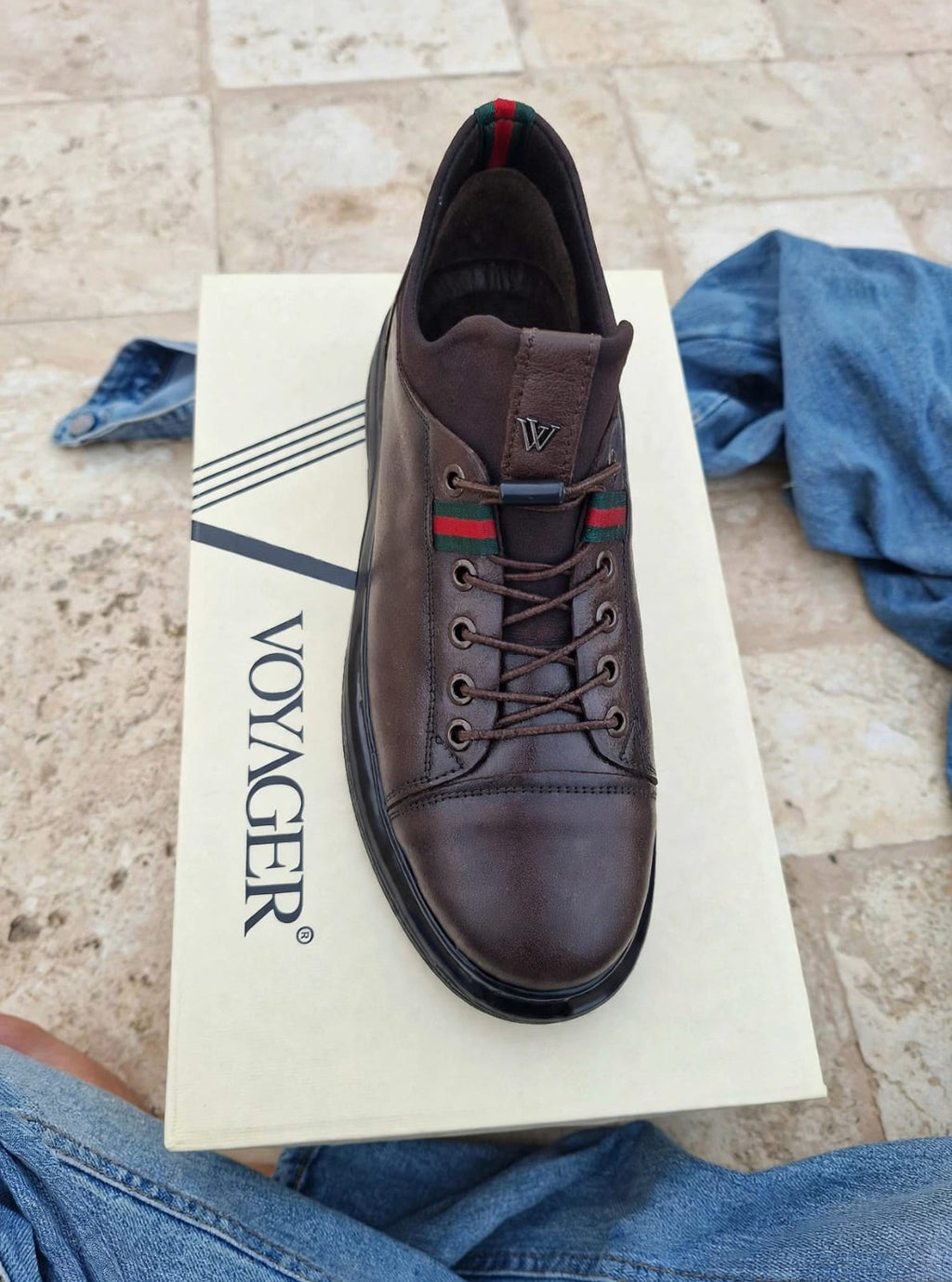VOYAGER - Brown Casual Leather Sneaker