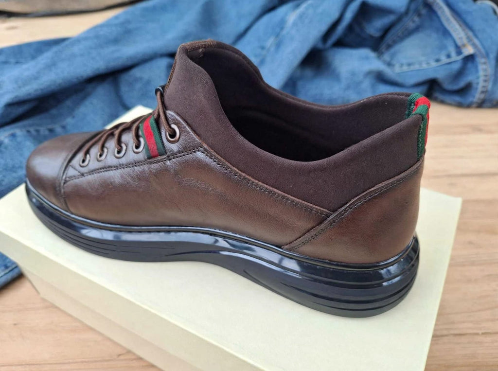 VOYAGER - Brown Casual Leather Sneaker