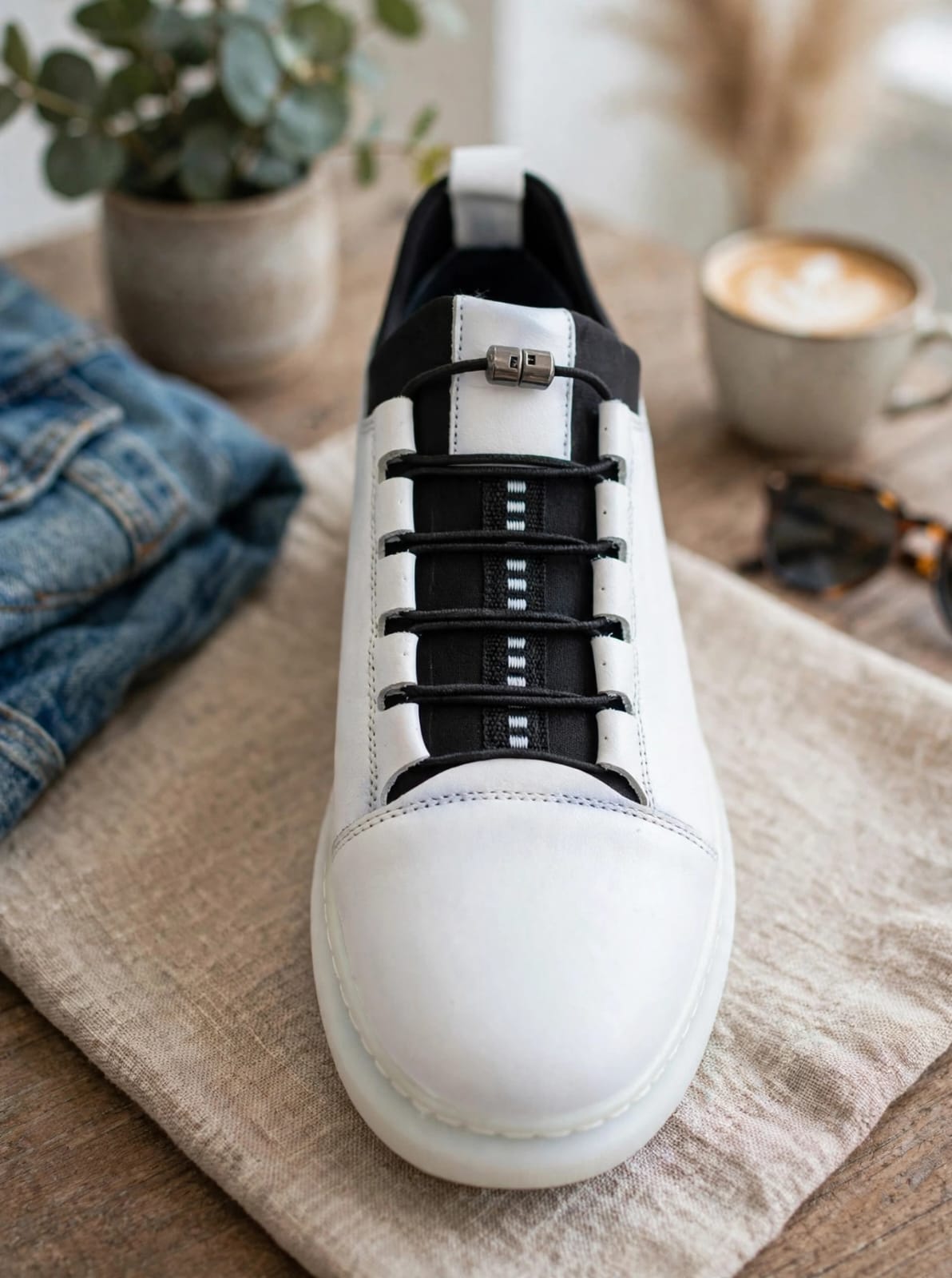 White Genuine Leather Low-Top Sneaker
