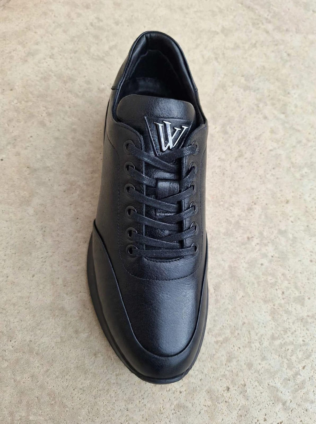 Black Leather Platform Sneaker