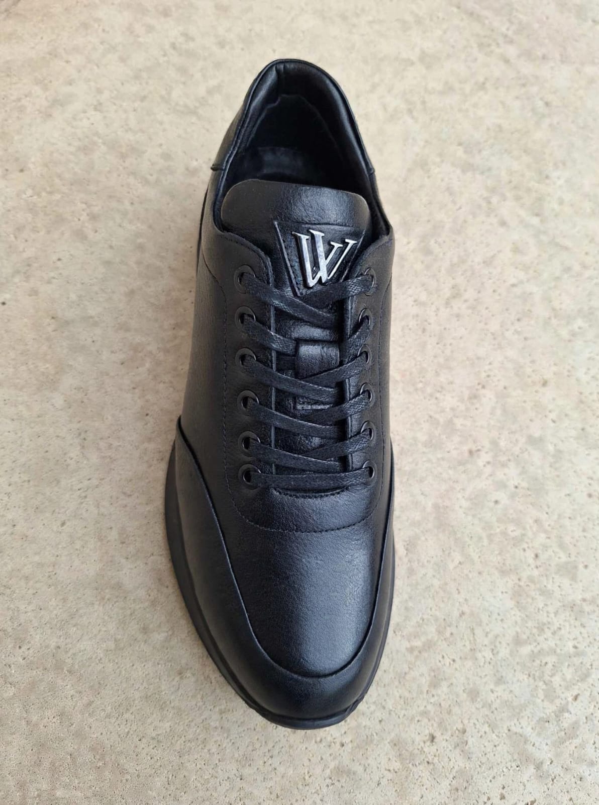 Black Leather Platform Sneaker
