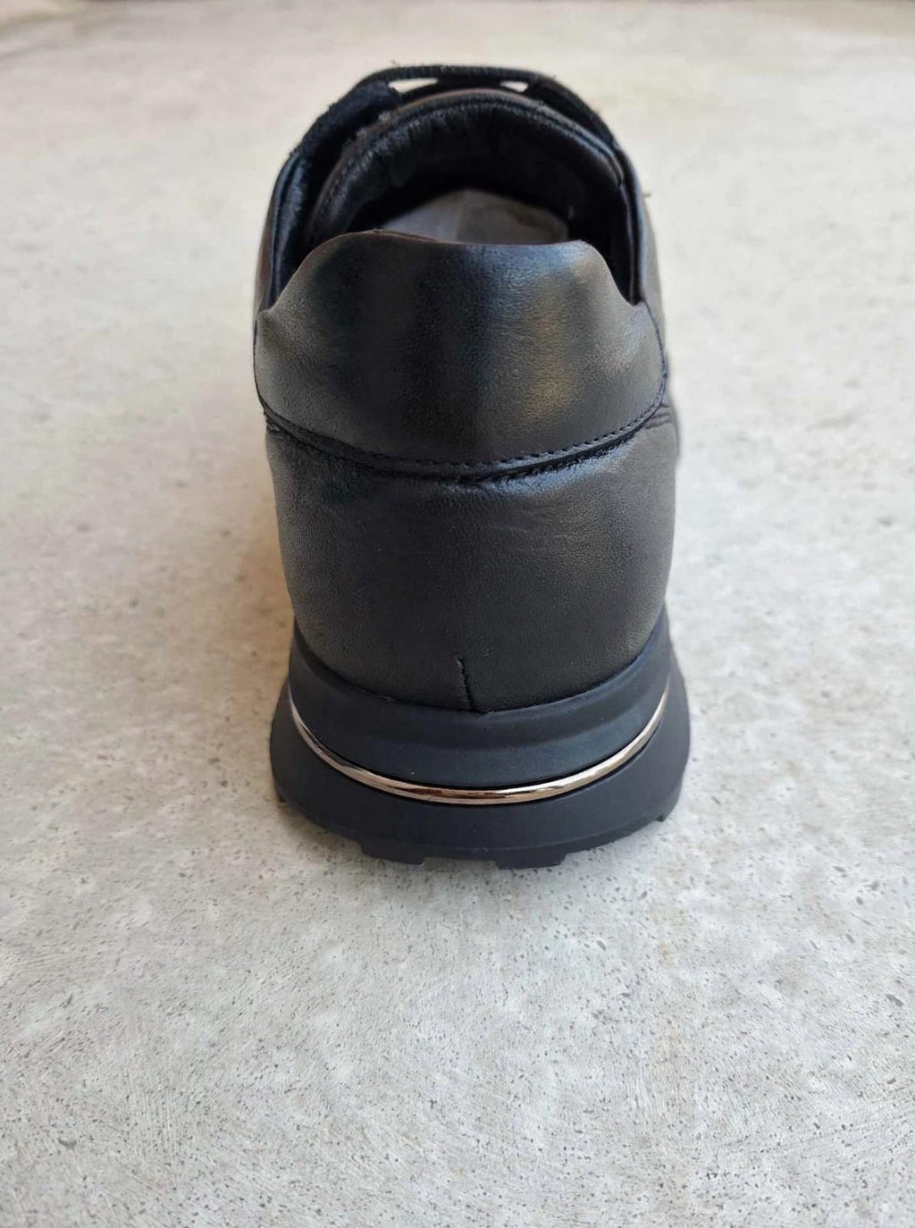 Black Leather Platform Sneaker