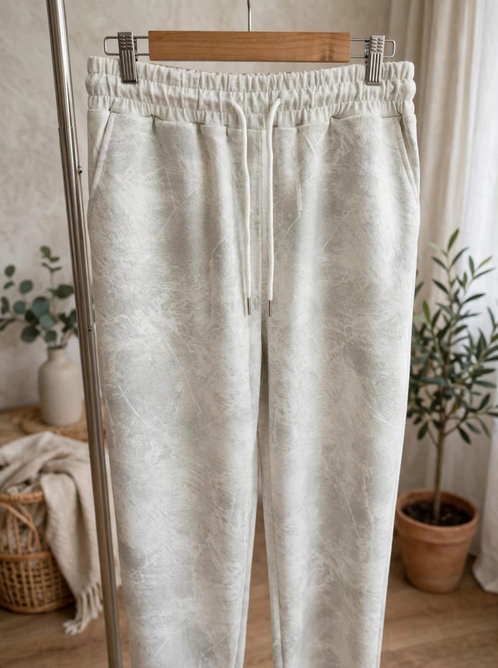 Bargello Embossed Co-ord Sweatsuit Set -  Marble Wash Off White