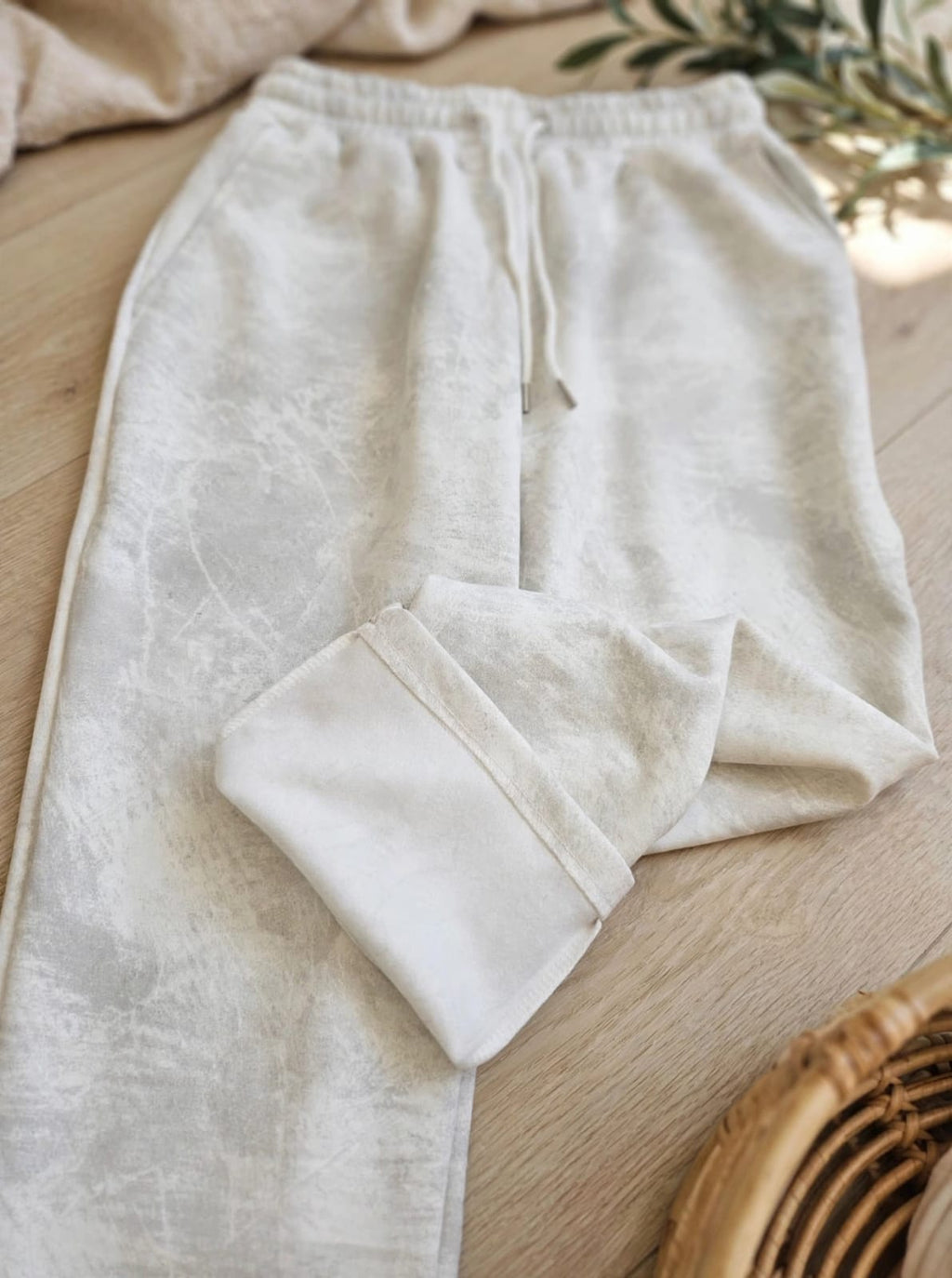 Bargello Embossed Co-ord Sweatsuit Set -  Marble Wash Off White