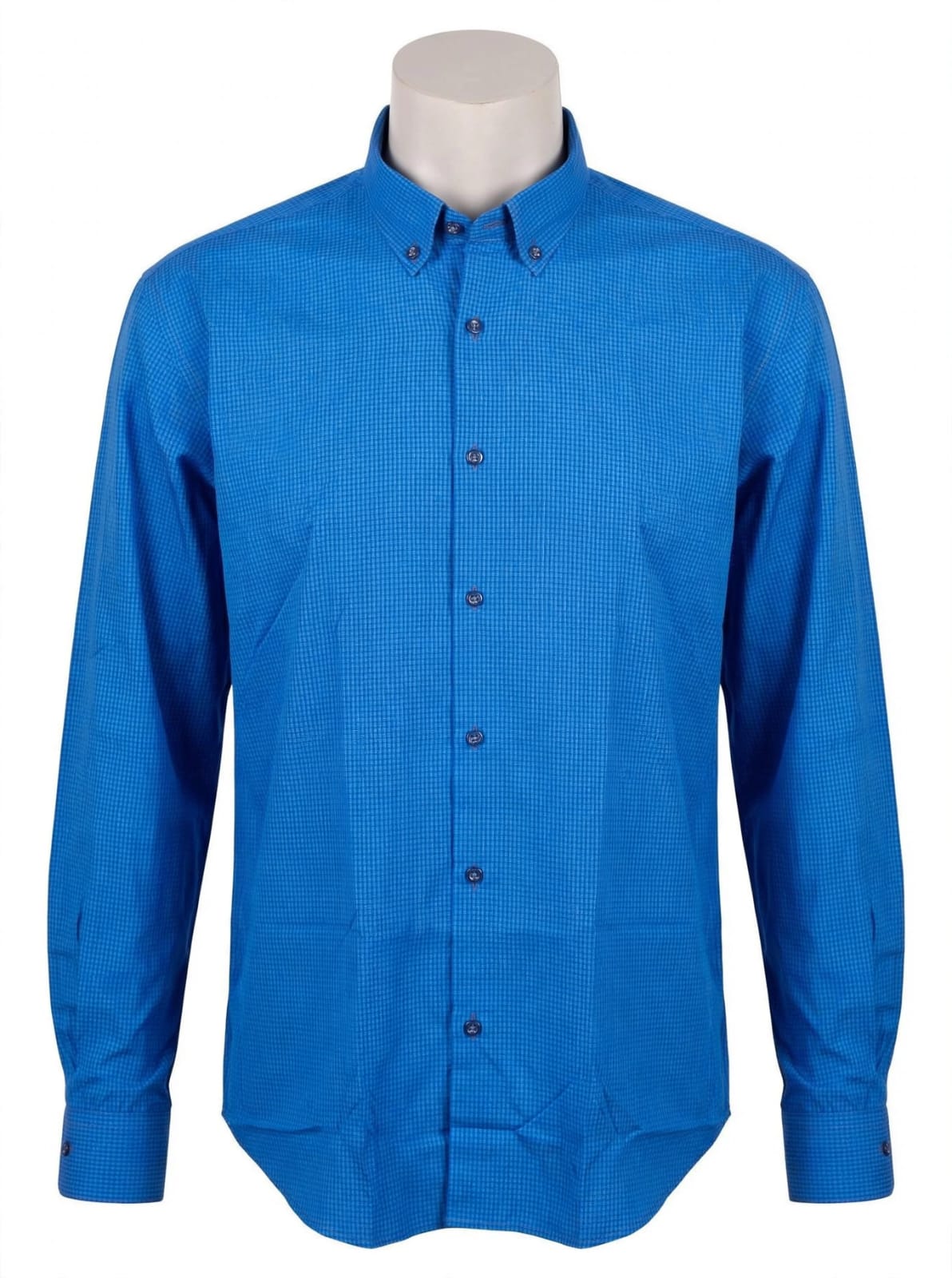 PALMEN Premium Slim Fit Dress Shirt - Cobalt Blue Micro Micro Check