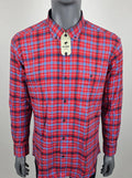 PALMEN New Line Men's Check Shirt - Red & Blue Plaid Long Sleeve