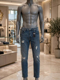 Bargello Premium Ripped Jean - Mid Wash Blue