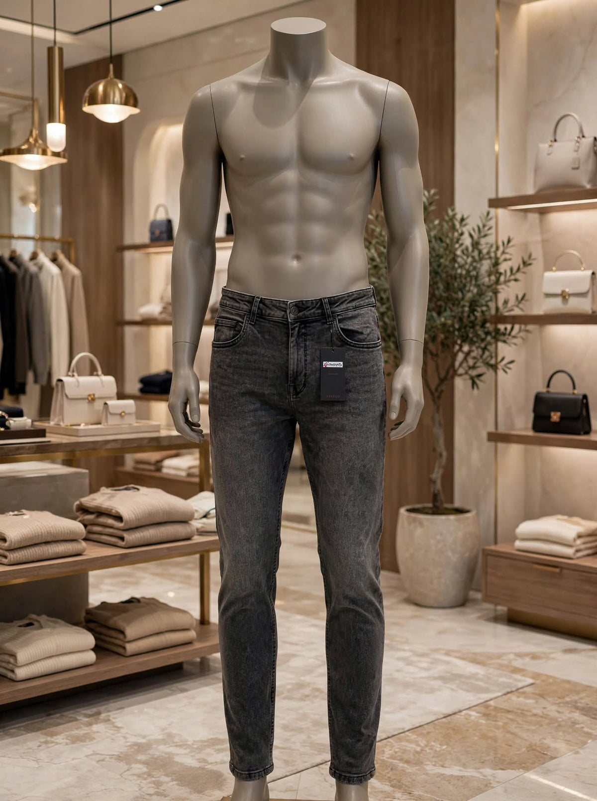 Charcoal Grey Acid Washed Jeans