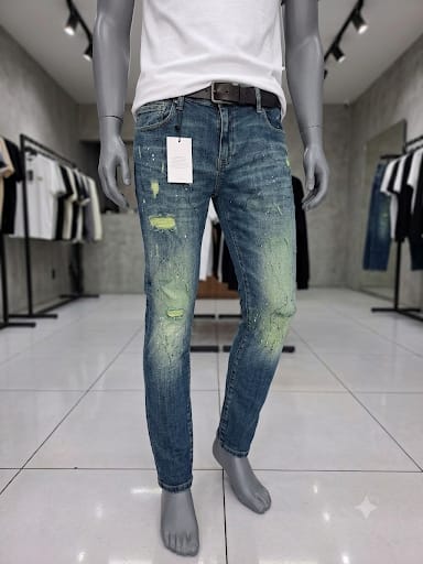Bargello Men's Artistic Distressed Jeans - Dark Vintage Wash