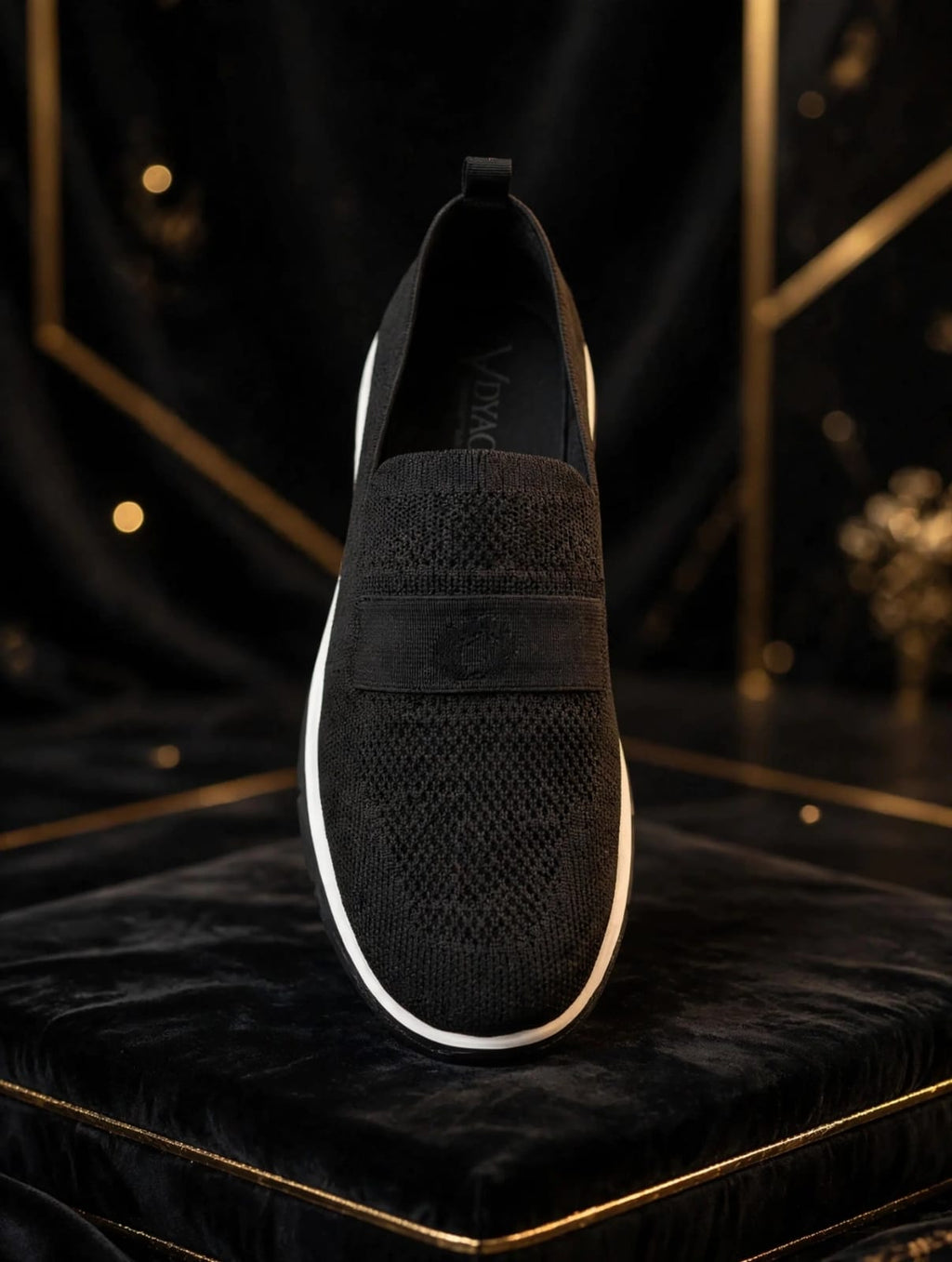 Black Knit Slip-On Sneaker- Comfort Loafer