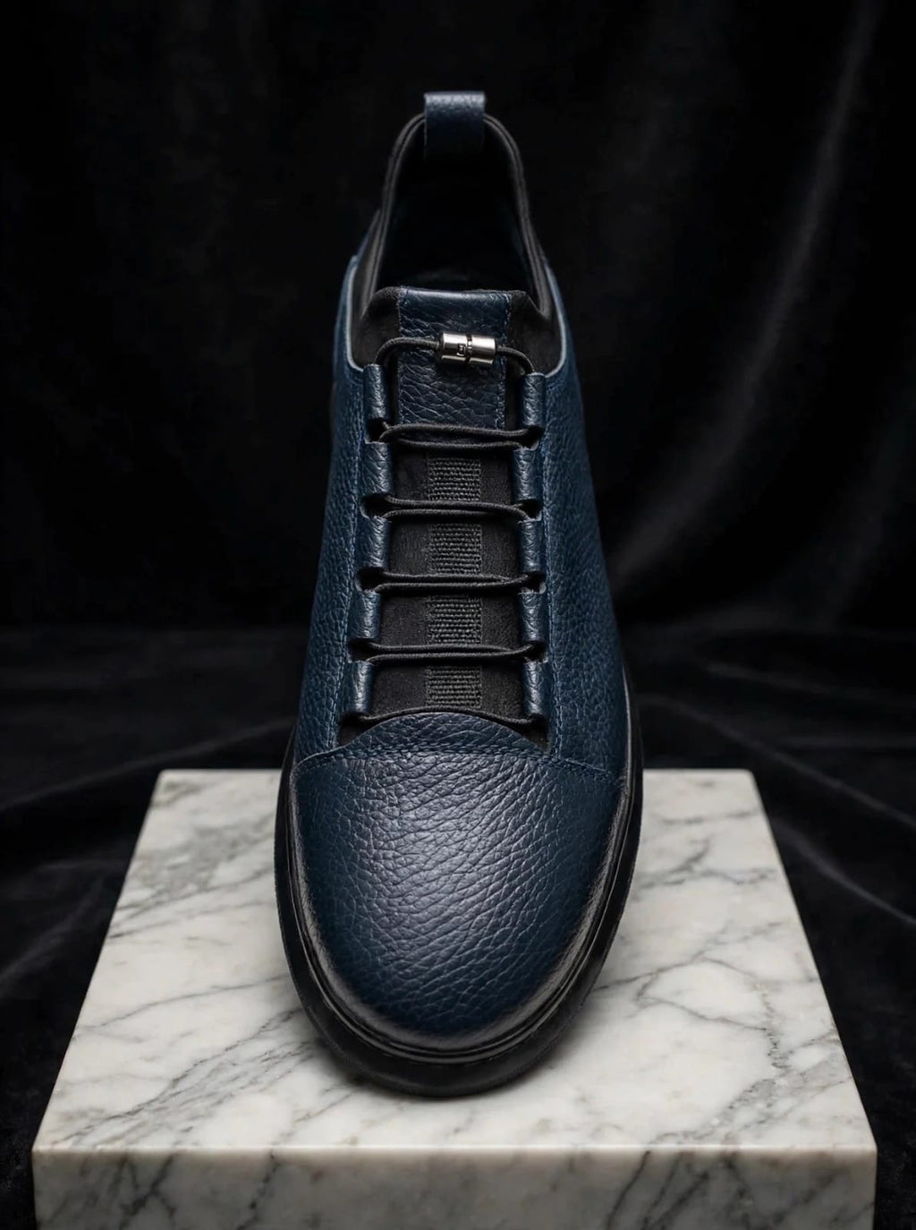 Premium Leather Comfort Sneaker - Navy-Blue