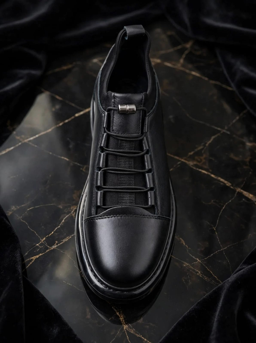 Executive Air-Sole Leather Sneaker - Black