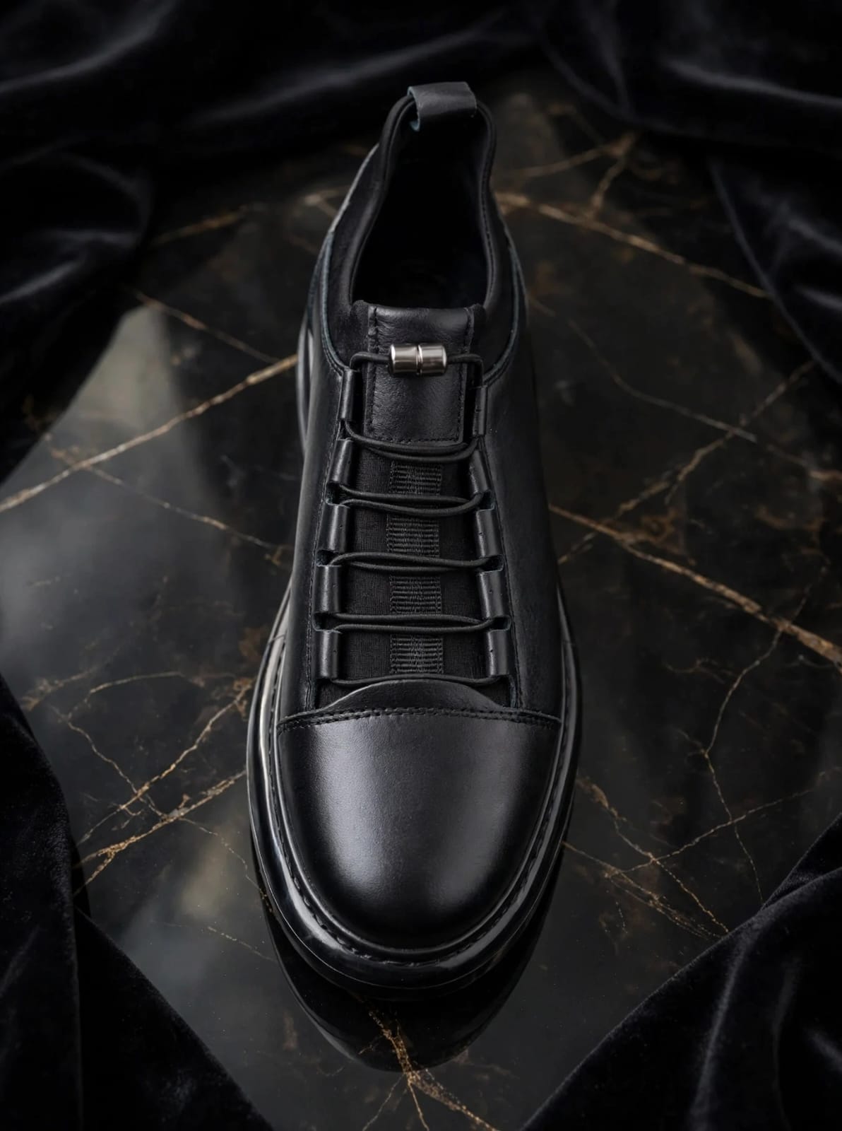 Executive Air-Sole Leather Sneaker - Black