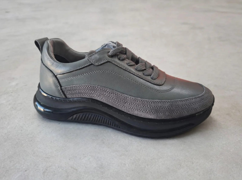 Miwano Leather Sneaker - Modern Stone Grey & Black