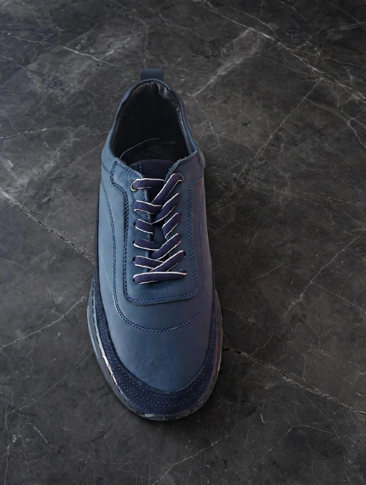 Miwano Leather Sneaker - Navy Blue