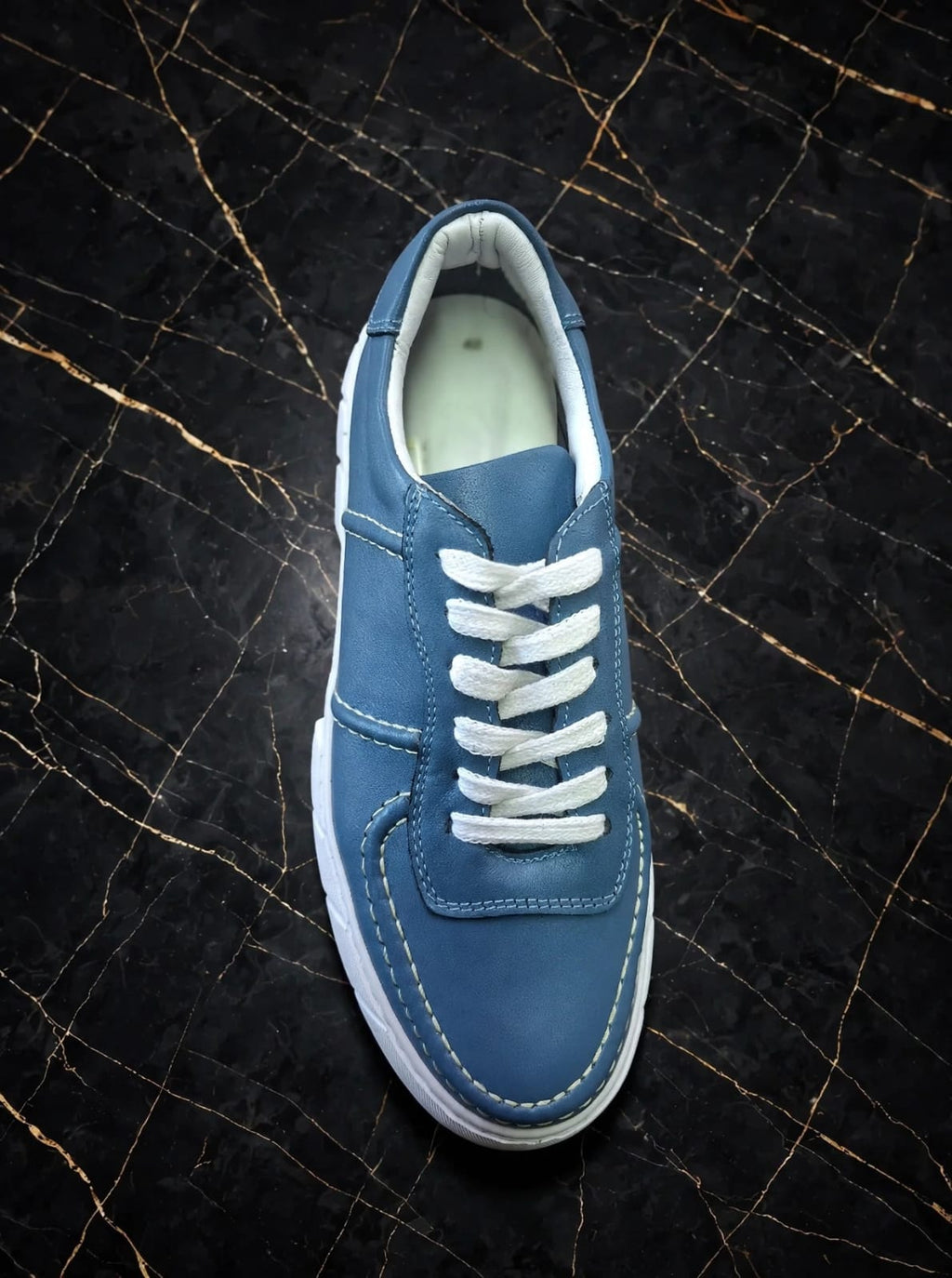 Lamazzi Genuine Leather Casual Sneaker- Blue