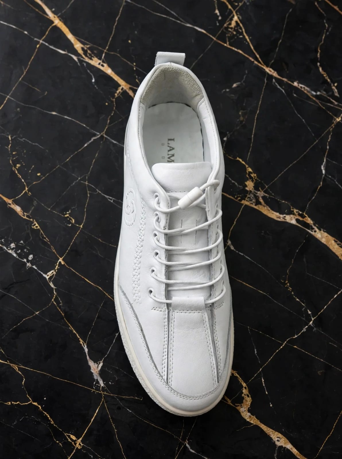 Lamazzi All-White Low-Top Leather Sneakers